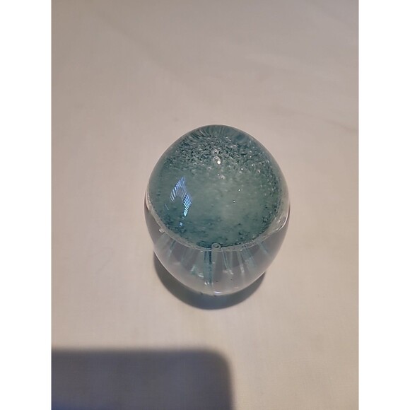Vintage Art Glass Soft Blue Green Jellyfish Paperweight 3.5" - Picture 8 of 10